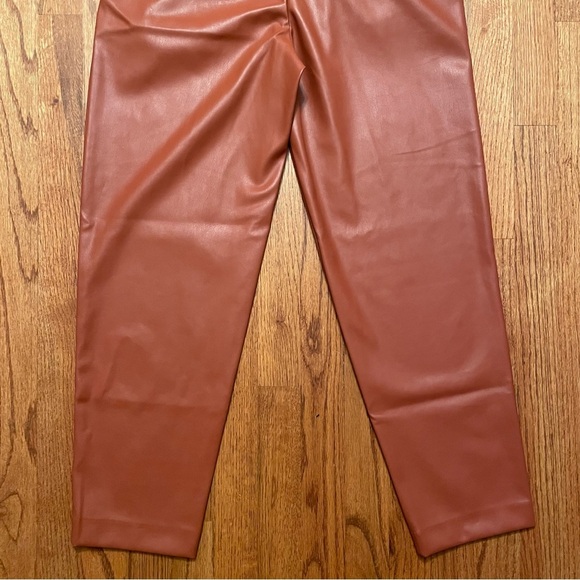 NWOT Ann Taylor The Faux Leather Paperbag Ankle Pants in Morrocan Spice Size 00 - Picture 10 of 15